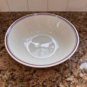 Corelle ABUNDANCE Vegetable Bowl 8.5 inch Burgundy Red and Navy Blue Bands
